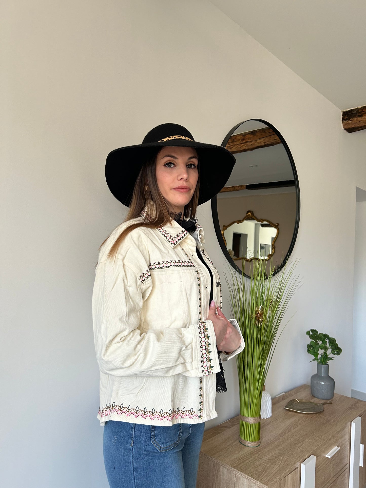 Veste en jean écru Sienna