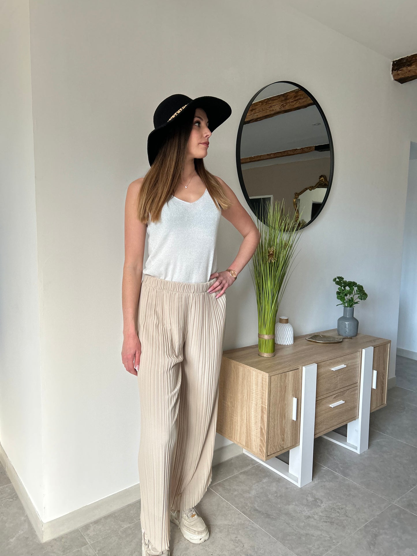 Pantalon fluide beige Romy