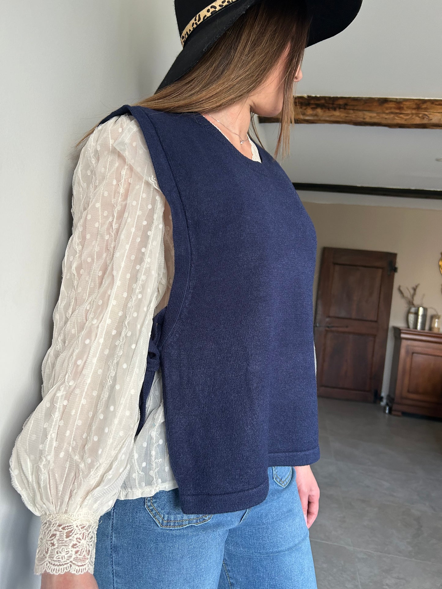 Pull sans manches marine Louis