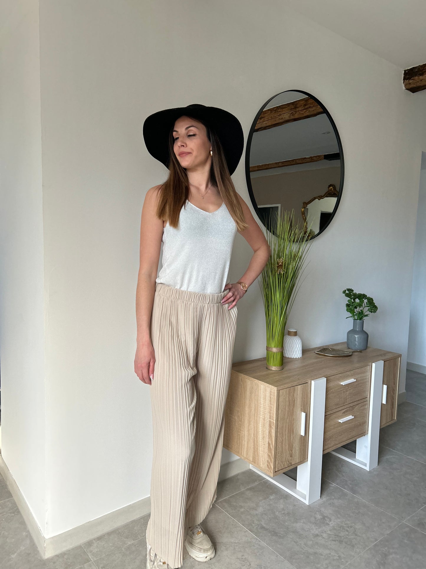 Pantalon fluide beige Romy