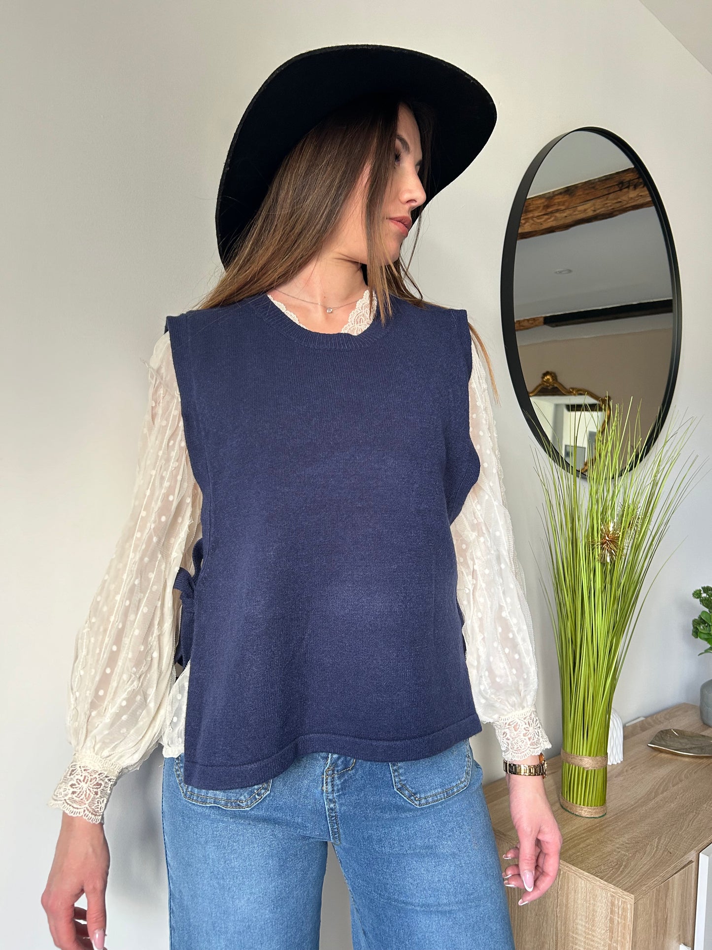 Pull sans manches marine Louis