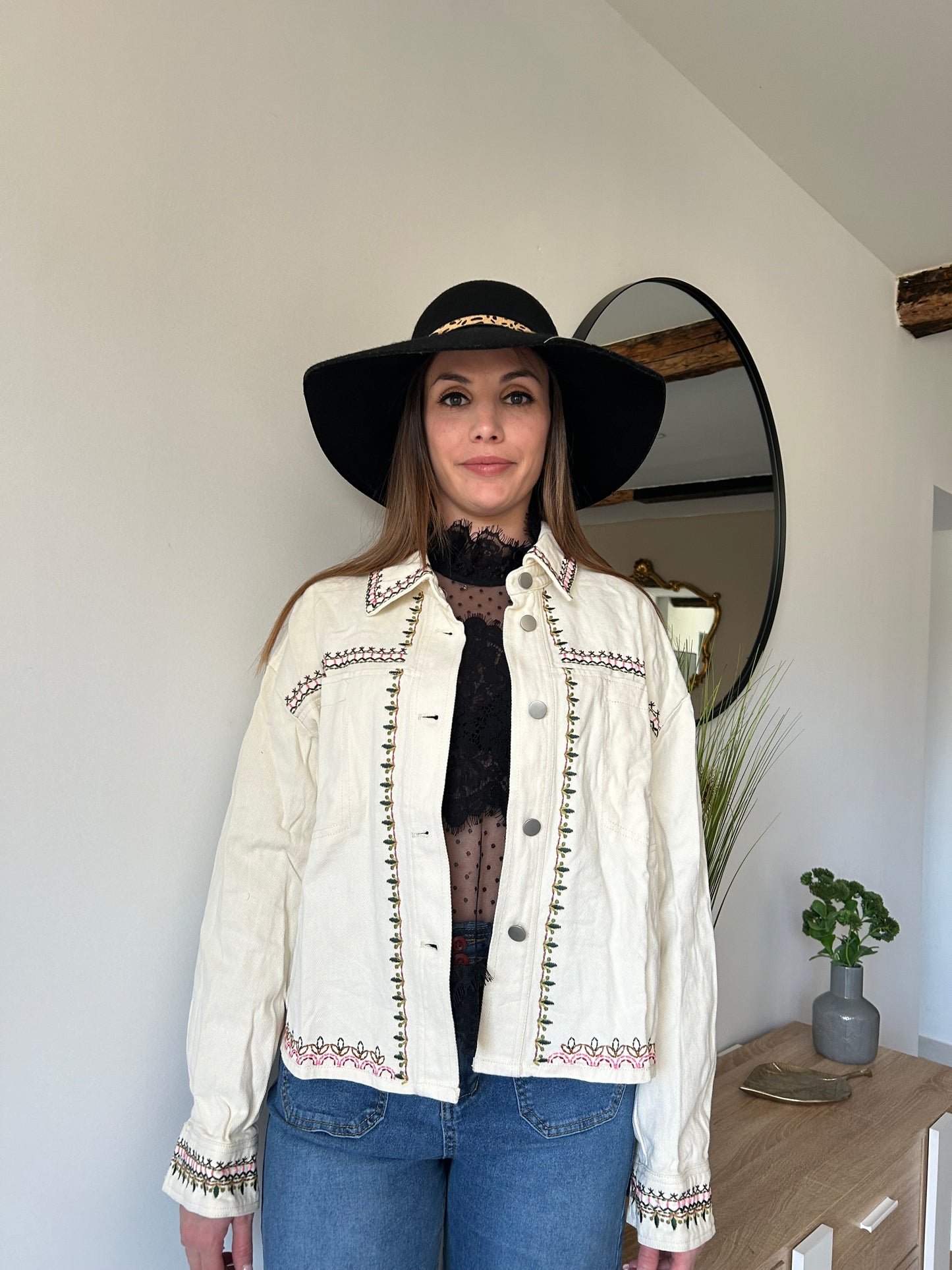 Veste en jean écru Sienna