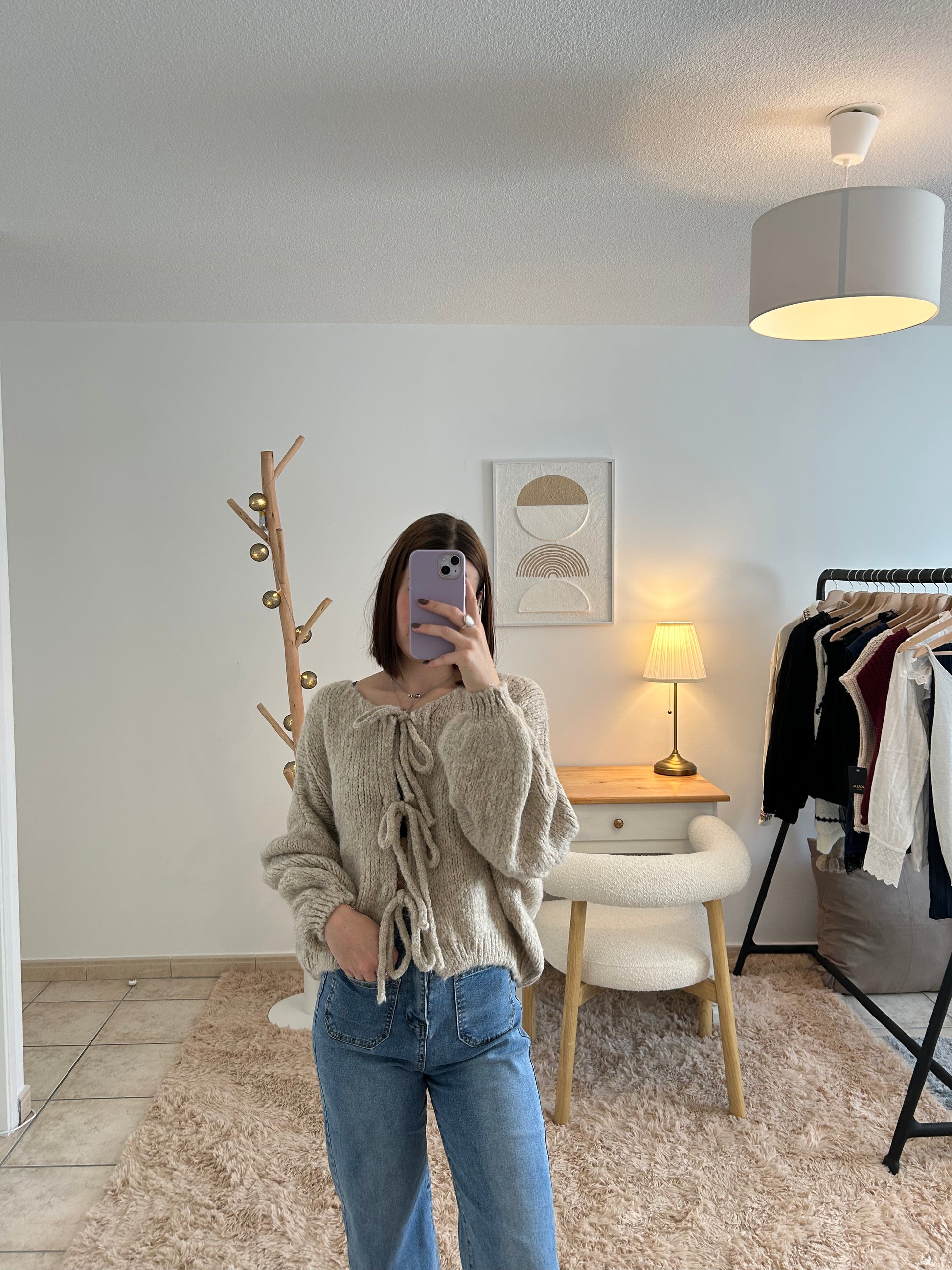 Cardigan beige Ly Le dressing de Romane & Ko
