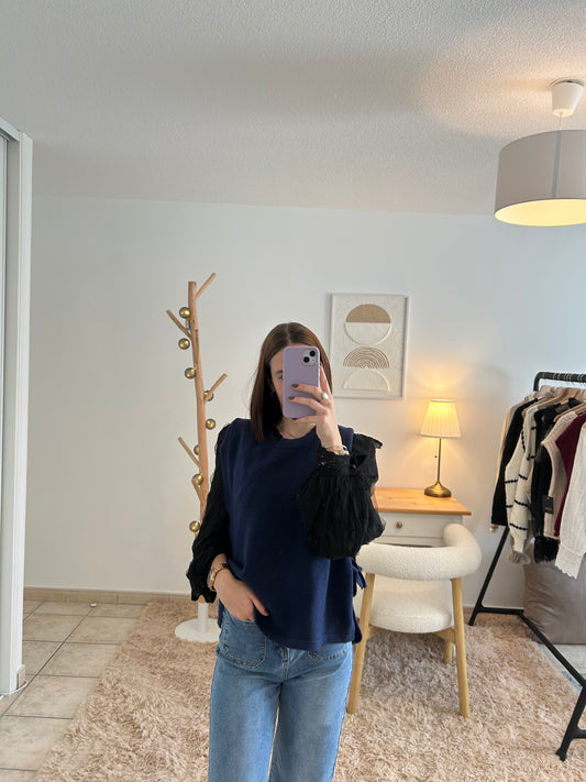 Pull sans manches marine Louis Le dressing de Romane & Ko