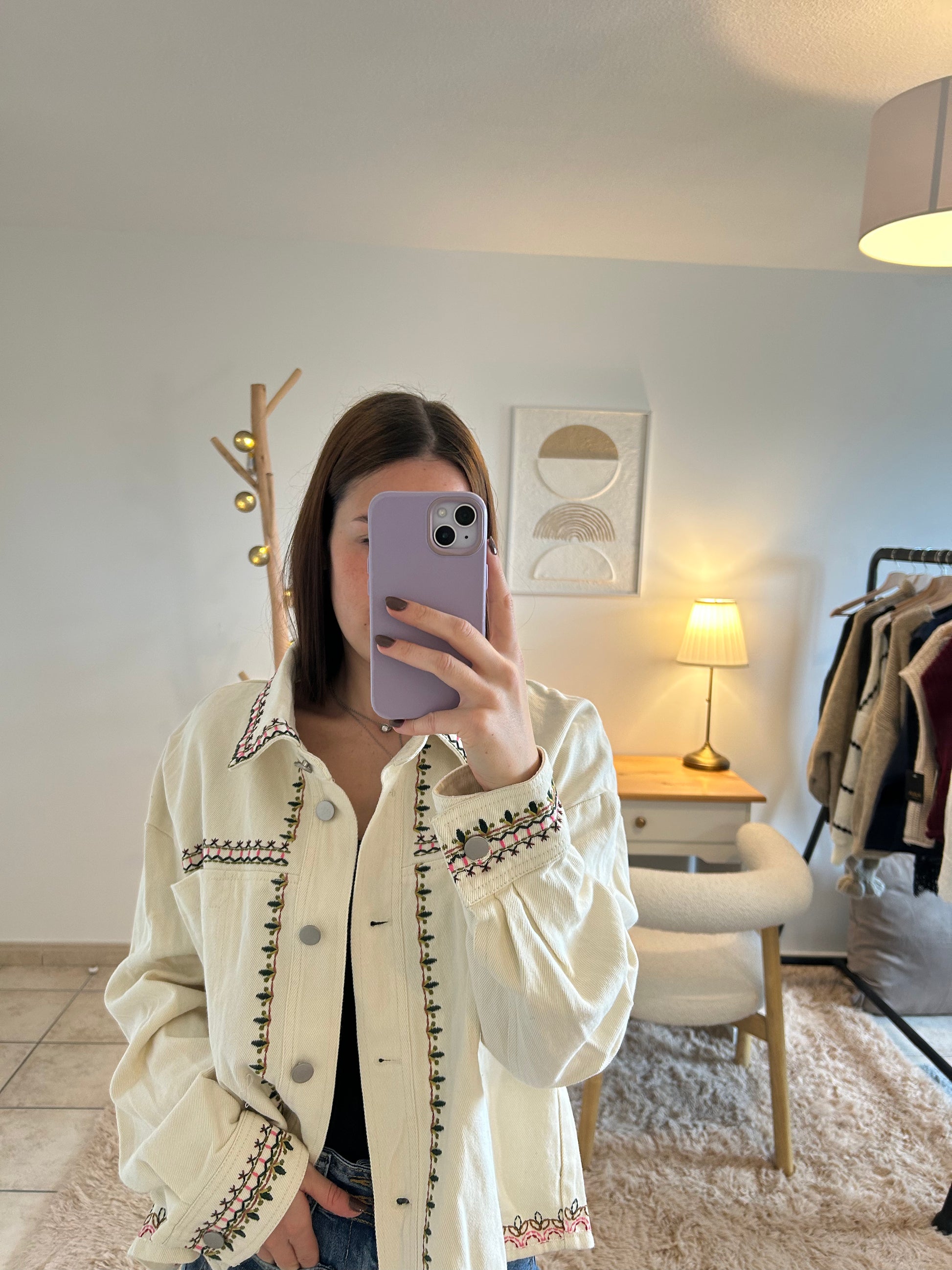 Veste en jean écru Sienna Le dressing de Romane & Ko